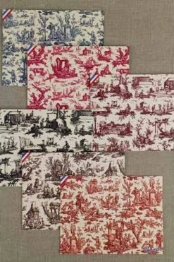 Boîte Remplie Papeterie Toile De Jouy Rouge