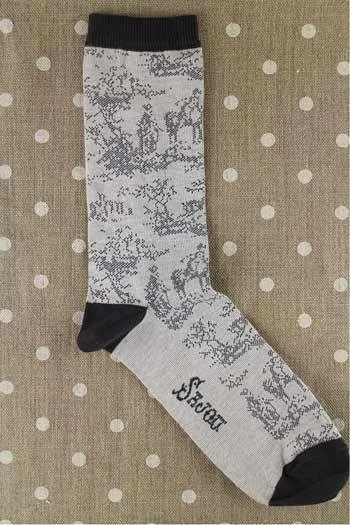 Chaussettes Toile De Jouy écru Noir 35/37 3 Chaussettes Toile De Jouy écru Noir 35/37 – Image 3