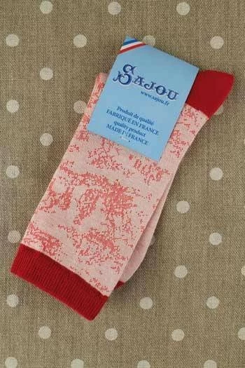 Chaussettes Toile De Jouy écru Rouge 38/40 3 Chaussettes Toile De Jouy écru Rouge 38/40 – Image 3