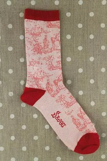 Chaussettes Toile De Jouy écru Rouge 38/40 4 Chaussettes Toile De Jouy écru Rouge 38/40 – Image 4