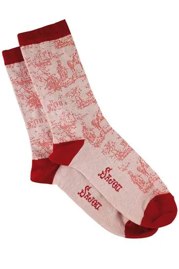 Chaussettes Toile De Jouy écru Rouge 38/40 1 Chaussettes Toile De Jouy écru Rouge 38/40