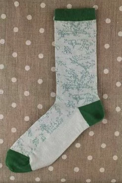 Chaussettes Toile De Jouy écru Vert 35/37 -artisanat Soldes Magasin chaussettes toile de jouy ecru vert 35 37 2