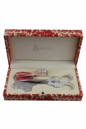 Ciseaux Broderie Nacre Croix Nécessaire Jouy Rouge 1 Ciseaux Broderie Nacre Croix Nécessaire Jouy Rouge