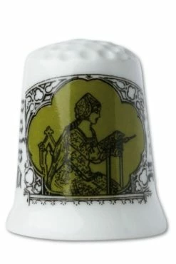 Dé De Porcelaine Blanche Brodeuse Sajou Vert