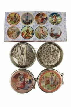 Devant 20 Epingles Couture N°4 Et 12 Boites Métal Assortiment
