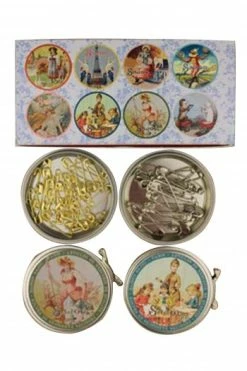 Epingles Nourrice Dorées Et Chromées Boites Métal