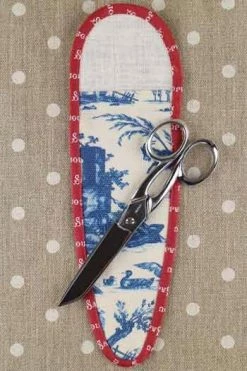 Etui Porte-ciseaux Toile De Jouy Bleue-bordeaux - XL -artisanat Soldes Magasin etui porte ciseaux toile de jouy bleue bordeaux xl 2