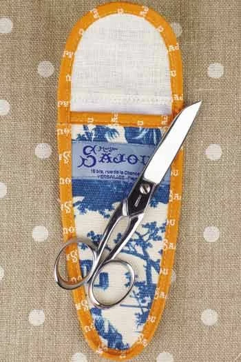 Etui Porte-ciseaux Toile De Jouy Bleue-orange - L 3 Etui Porte-ciseaux Toile De Jouy Bleue-orange - L – Image 3