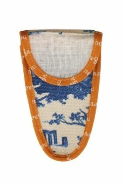 Etui Porte-ciseaux Toile De Jouy Bleue-orange - M