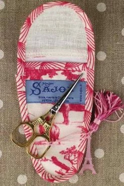 Etui Porte-ciseaux Toile De Jouy Rose - M -artisanat Soldes Magasin etui porte ciseaux toile de jouy rose m 2