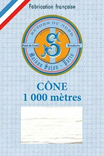 Fil Broderie Retors Du Nord Cône 2003 - Grand Blanc 1 Fil Broderie Retors Du Nord Cône 2003 - Grand Blanc