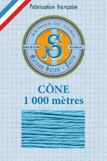 Fil Broderie Retors Du Nord Cône 2010 - Azur 1 Fil Broderie Retors Du Nord Cône 2010 - Azur