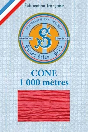 Fil Broderie Retors Du Nord Cône 2029 - Géranium 1 Fil Broderie Retors Du Nord Cône 2029 - Géranium