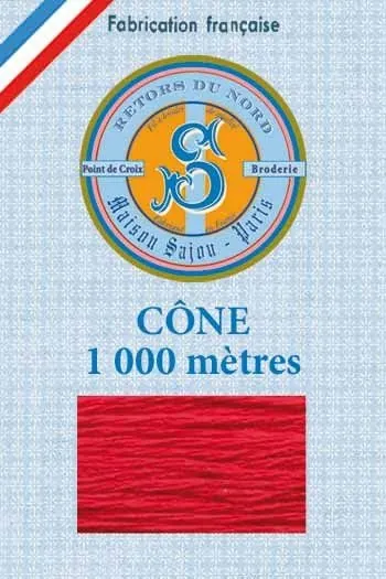 Fil Broderie Retors Du Nord Cône 2030 - Rouge 1 Fil Broderie Retors Du Nord Cône 2030 - Rouge