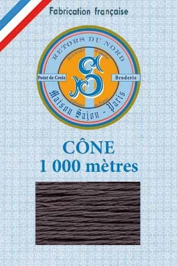 Fil Broderie Retors Du Nord Cône 2086 - Charbon 1 Fil Broderie Retors Du Nord Cône 2086 - Charbon