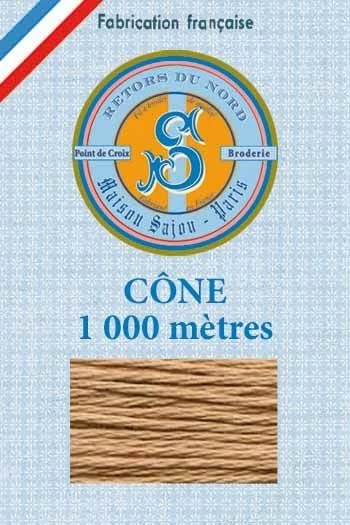 Fil Broderie Retors Du Nord Cône 2223 - Beige 1 Fil Broderie Retors Du Nord Cône 2223 - Beige