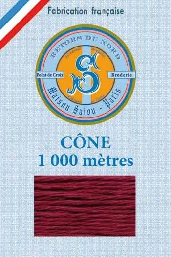 Fil Broderie Retors Du Nord Cône 2409 - Bordeaux 1 Fil Broderie Retors Du Nord Cône 2409 - Bordeaux