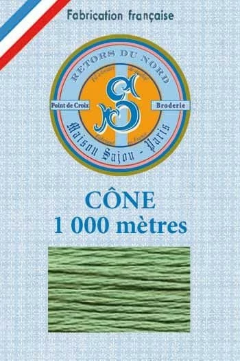 Fil Broderie Retors Du Nord Cône 2445 - Olive 1 Fil Broderie Retors Du Nord Cône 2445 - Olive