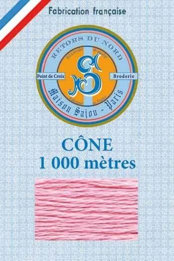 Fil Broderie Retors Du Nord Cône 2447 - Rose 1 Fil Broderie Retors Du Nord Cône 2447 - Rose