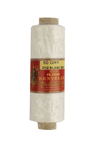 Fil Dentelle Lin Blanc Mat Fusette 21/2 1 Fil Dentelle Lin Blanc Mat Fusette 21/2