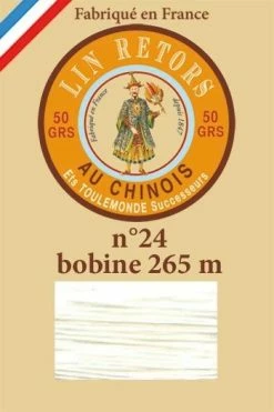 Fil Lin Glacé N° 24 Bobine 100 - Blanc