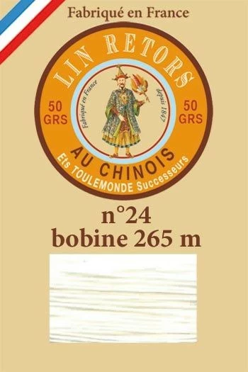 Fil Lin Glacé N° 24 Bobine 100 - Blanc 1 Fil Lin Glacé N° 24 Bobine 100 - Blanc