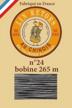 Fil Lin Glacé N° 24 Bobine 155 - Gris Foncé