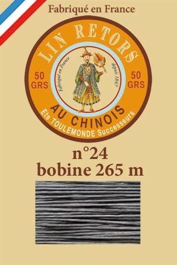 Fil Lin Glacé N° 24 Bobine 155 - Gris Foncé 1 Fil Lin Glacé N° 24 Bobine 155 - Gris Foncé