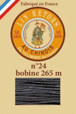 Fil Lin Glacé N° 24 Bobine 174 - Gris Très Foncé