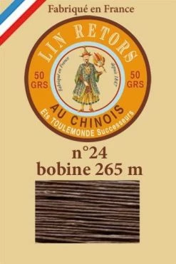 Fil Lin Glacé N° 24 Bobine 195 - Marron Foncé