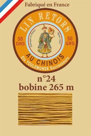 Fil Lin Glacé N° 24 Bobine 405 - Vieil Or 1 Fil Lin Glacé N° 24 Bobine 405 - Vieil Or