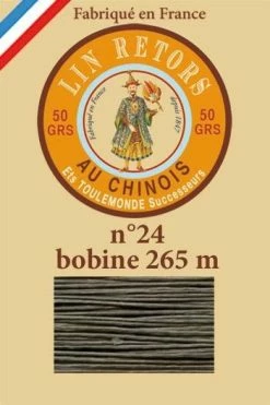 Fil Lin Glacé N° 24 Bobine 493 - Kaki Foncé