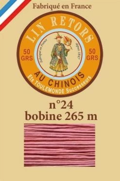 Fil Lin Glacé N° 24 Bobine 600 - Vieux Rose