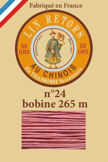 Fil Lin Glacé N° 24 Bobine 600 - Vieux Rose 1 Fil Lin Glacé N° 24 Bobine 600 - Vieux Rose