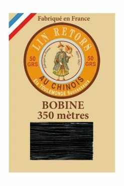 Fil Lin Glacé N°40 Grosse Bobine 180 - Noir