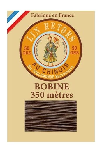 Fil Lin Glacé N°40 Grosse Bobine 195 - Marron Foncé 1 Fil Lin Glacé N°40 Grosse Bobine 195 - Marron Foncé