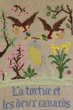 Fils Broderie Point De Croix La Tortue Et Les Deux Canards