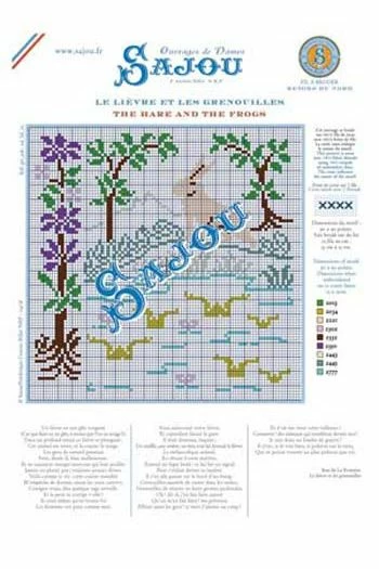 Fils Broderie Point De Croix Le Lièvre Et Les Grenouilles 2 Fils Broderie Point De Croix Le Lièvre Et Les Grenouilles – Image 2