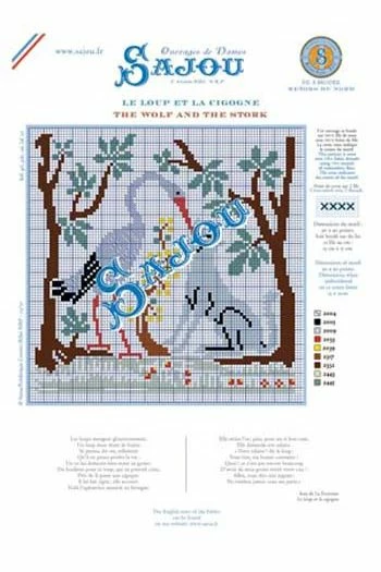 Fils Broderie Point De Croix Le Loup Et La Cigogne 2 Fils Broderie Point De Croix Le Loup Et La Cigogne – Image 2