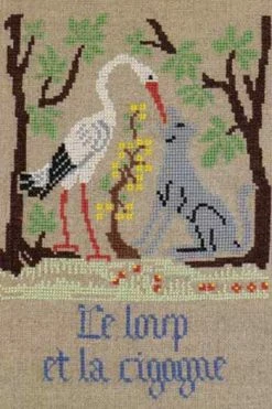 Fils Broderie Point De Croix Le Loup Et La Cigogne