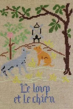 Fils Broderie Point De Croix Le Loup Et Le Chien