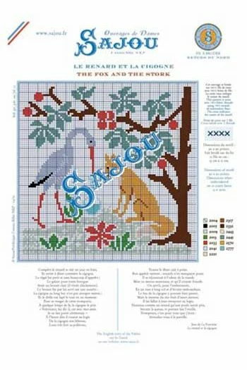 Fils Broderie Point De Croix Le Renard Et La Cigogne 2 Fils Broderie Point De Croix Le Renard Et La Cigogne – Image 2