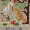 Fils Broderie Point De Croix Le Renard Et La Cigogne