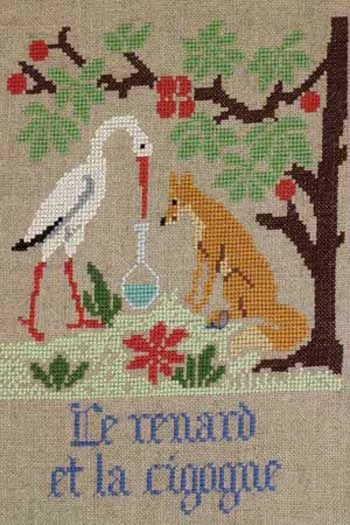 Fils Broderie Point De Croix Le Renard Et La Cigogne 1 Fils Broderie Point De Croix Le Renard Et La Cigogne