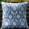 Housse Coussin 40 X 40cm Damas Bleu 1