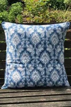 Housse Coussin 40 X 40cm Damas Bleu 1