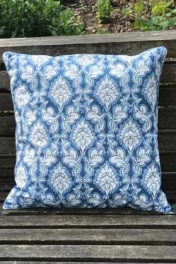 Housse Coussin 40 X 40cm Damas Bleu 2