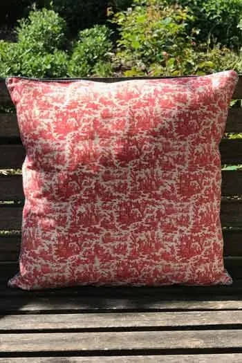 Housse Coussin 40 X 40cm Toile De Jouy Miniature Rouge 1 Housse Coussin 40 X 40cm Toile De Jouy Miniature Rouge