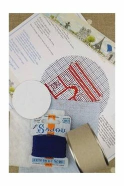 Kit Point De Croix Boîte Arc De Triomphe Bleu -artisanat Soldes Magasin kit point de croix boite arc de triomphe bleu 1