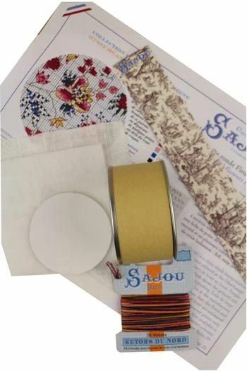 Kit Point De Croix Boîte Ronde Fleurs Orientales 3 Kit Point De Croix Boîte Ronde Fleurs Orientales – Image 3